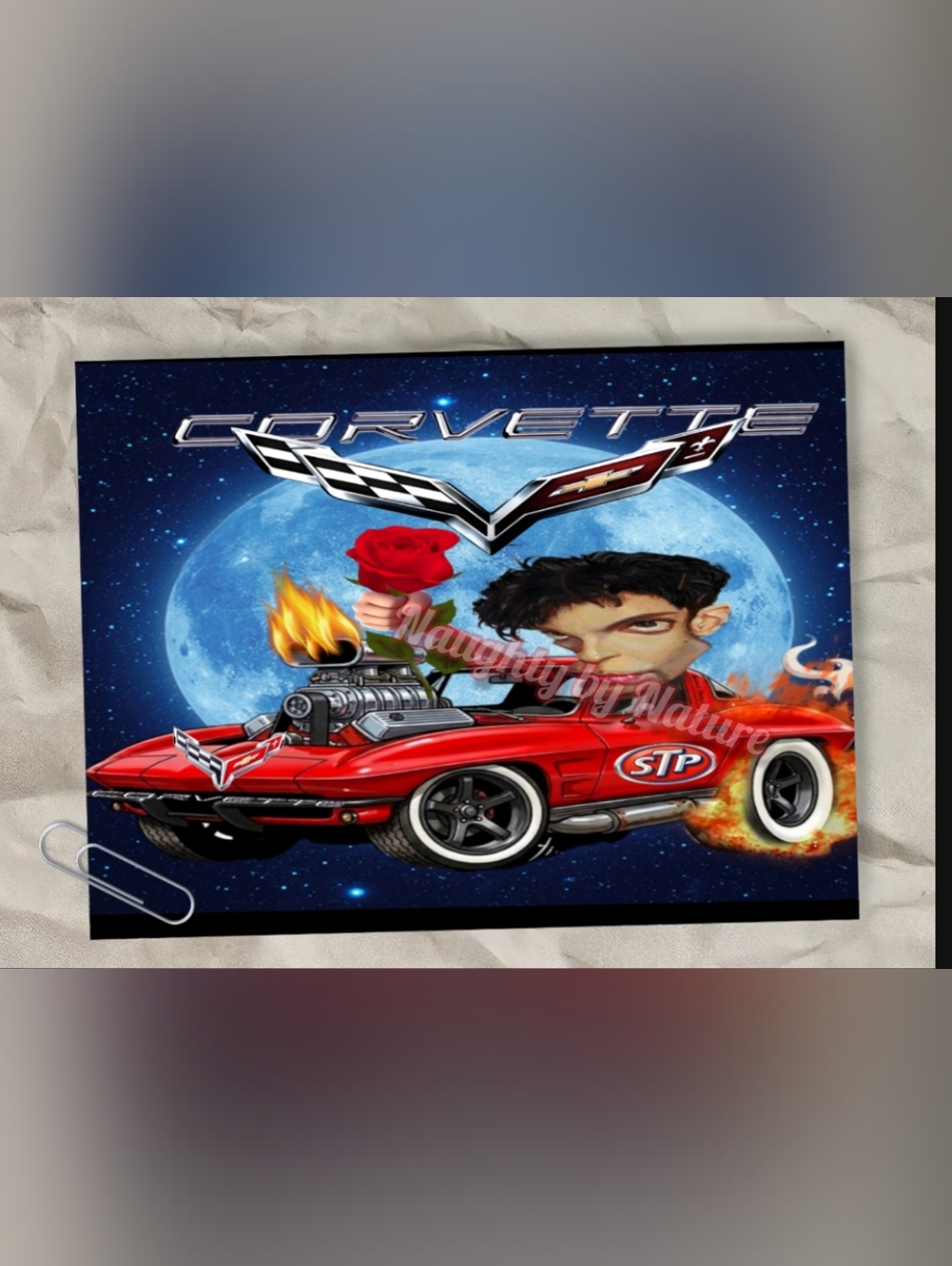 Little Red Corvette Muscle Car Graphic Print Metal Poster Prince Lover Man Racer